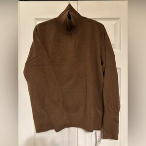 Women's Brown Turtleneck Sweater Mockneck